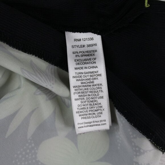 Koi Womens Large Medical EMS Vet Nurse Scrub Top Green Floral Stretch Breathable - Picture 11 of 11